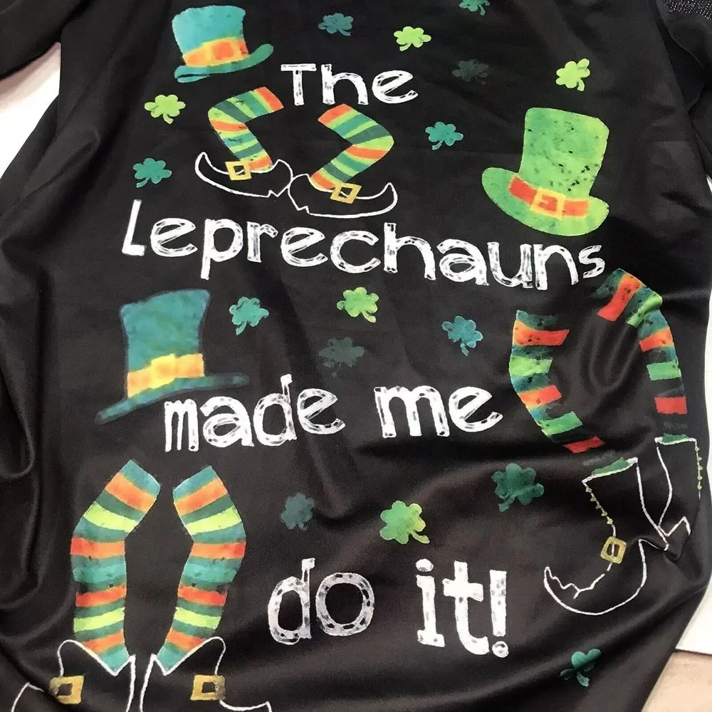 Womens Top‎ XXL Leprechaun St Patricks Holiday Party cold shoulder long sleeve - Picture 2 of 10